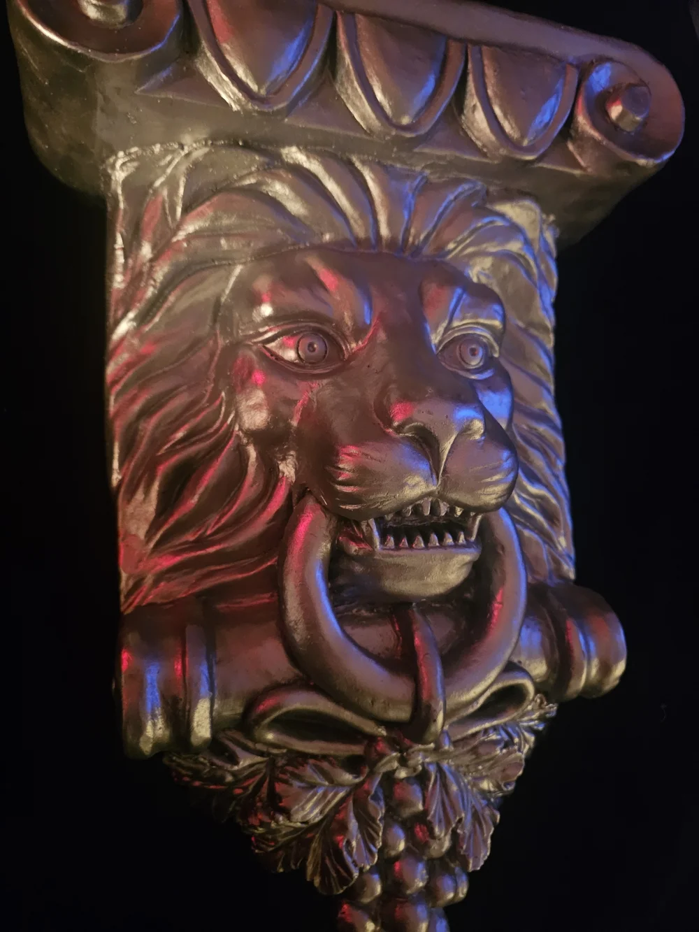 Ornate Lion Wall Shelf Bracket in Silver Finish